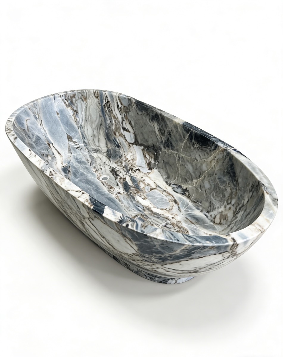 Natural marble bathtub